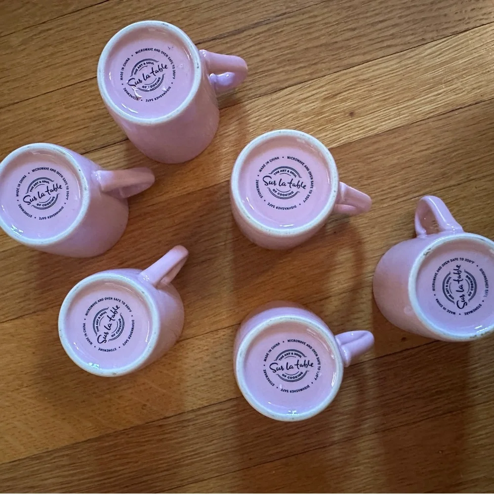 Set of 6 Pink Ceramic Sur La Table Demitasse (Espresso) Cups